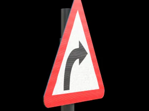 right hand curve roadsign 3D Model
