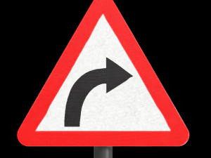 right hand curve roadsign 3D Model