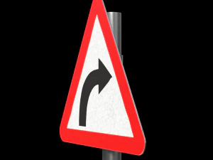 right hand curve roadsign 3D Model