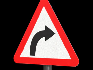 right hand curve roadsign 3D Model