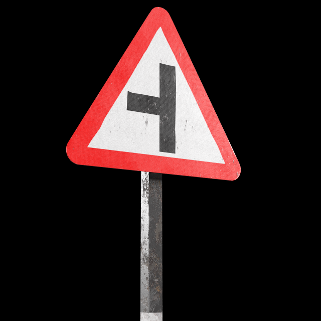 side road left roadsign Modelo 3D .c4d .max .obj .3ds .fbx .stl .blend 
