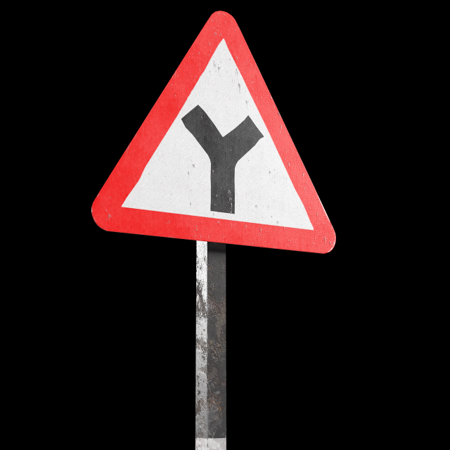 y intersaction roadsign 3D Model .c4d .max .obj .3ds .fbx .stl .blend 