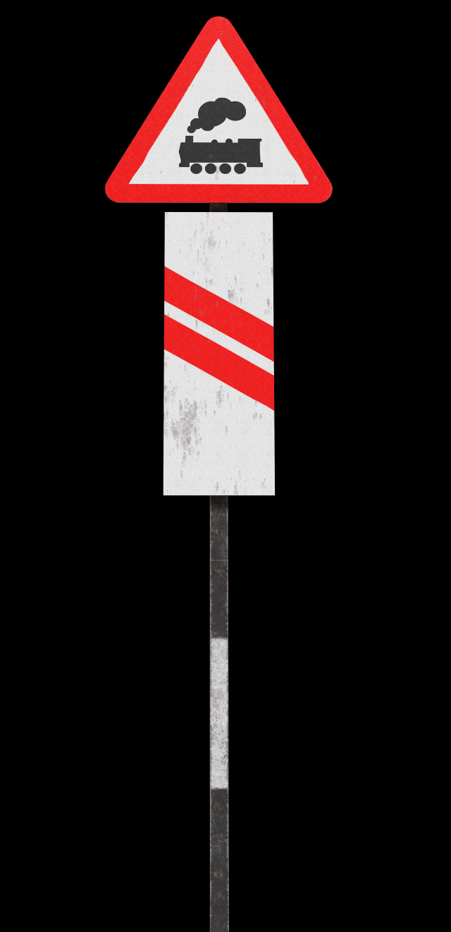 unguarded level crossing roadsign Modelo 3D .c4d .max .obj .3ds .fbx .stl .blend 