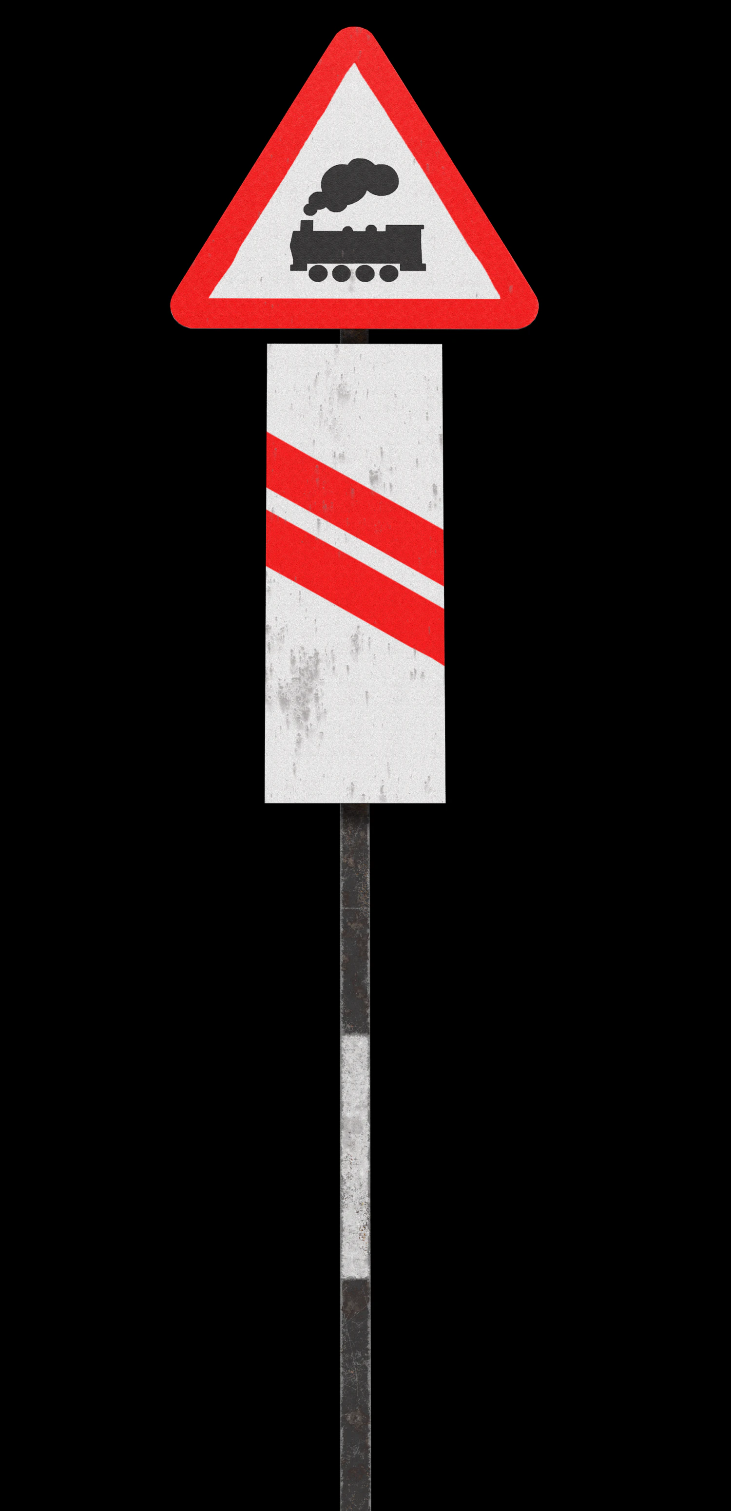 unguarded level crossing roadsign 3D Model .c4d .max .obj .3ds .fbx .stl .blend 