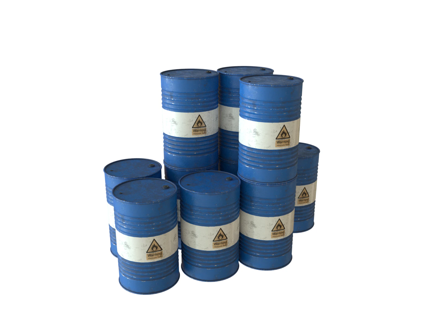 bluepaintedbarrel pbr 3D Model .c4d .max .obj .3ds .fbx .stl .blend 