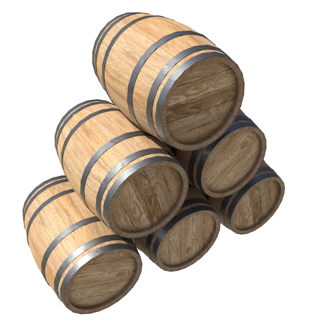 barrelwoodennewpbr 3D Model .c4d .max .obj .3ds .fbx .stl .blend