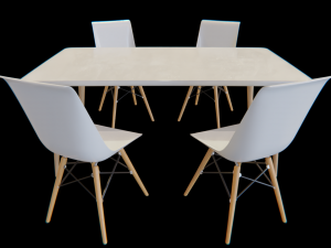 dining table and chairs set 01 3D 모델