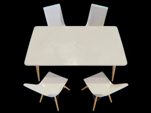 dining table and chairs set 01 3D Model