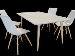 dining table and chairs set 01 3D Model