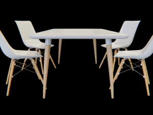 dining table and chairs set 01 3D Model
