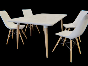 dining table and chairs set 01 3D Model