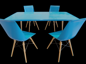 dining table and chairs set 02 3D Model