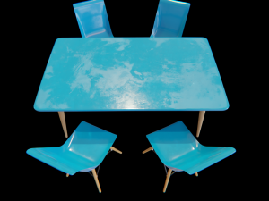 dining table and chairs set 02 3D Model
