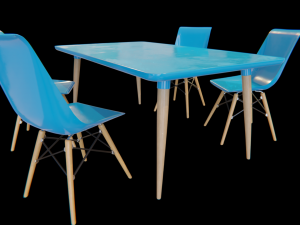 dining table and chairs set 02 3D Model