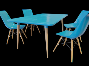 dining table and chairs set 02 3D Model
