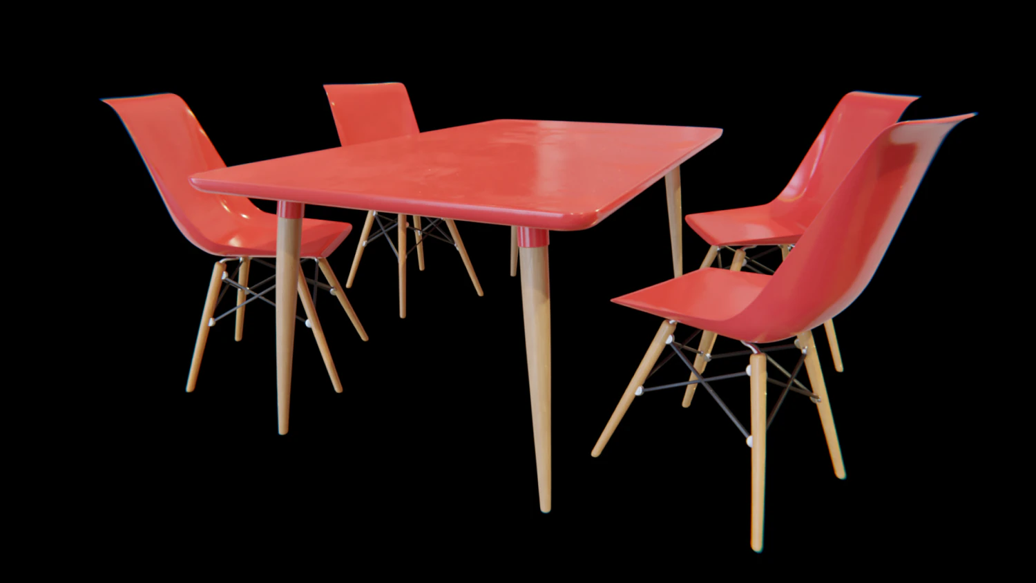 dining table and chairs set 03 3D Model .c4d .max .obj .3ds .fbx .stl .blend 