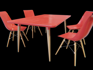 dining table and chairs set 03 3D 모델