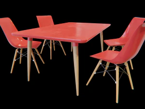 Esstisch und St&uuml;hle Set 03 3D Modell