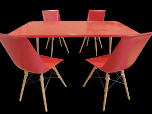 dining table and chairs set 03 3D Model