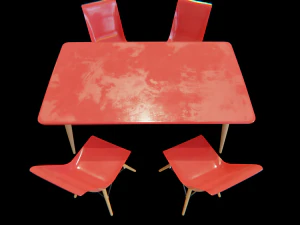 dining table and chairs set 03 3D Model