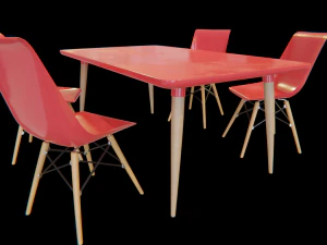 dining table and chairs set 03 3D Model