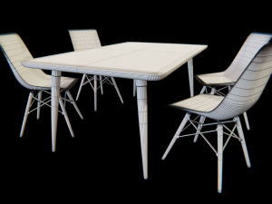 dining table and chairs set 03 Modelo 3D