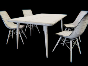 dining table and chairs set 03 3D Model