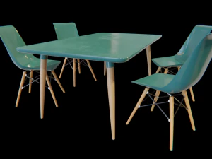 dining table and chair set 04 3D Model