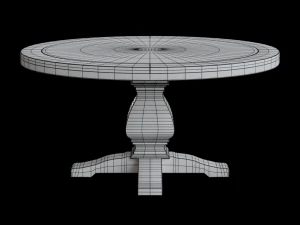 round lisette dining table pine wood 3D Model