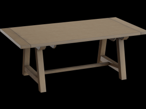 wood farmhouse leona clean dining table 3D Model