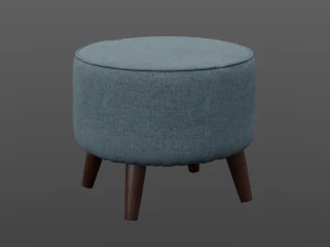 round jaxon ottoman navy upholstery 3D Model