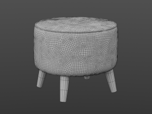 round jaxon ottoman navy upholstery Model 3D