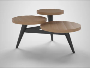 multilevel coffee table pine wood 3D Model