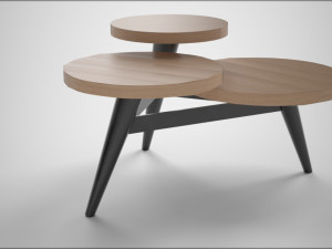 multilevel coffee table pine wood 3Dモデル