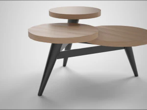 multilevel coffee table pine wood 3D Model