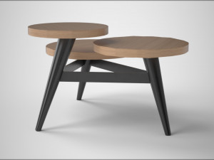 multilevel coffee table pine wood 3Dモデル