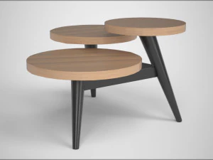 multilevel coffee table pine wood 3D Model