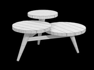 multilevel coffee table pine wood 3D Model