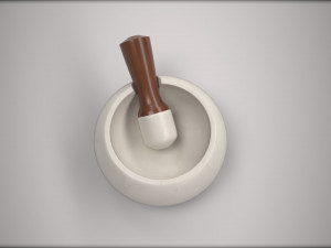 marble mortar and pestle with walnut handle 3D Model