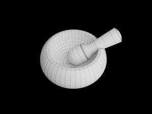 marble mortar and pestle with walnut handle 3D Model