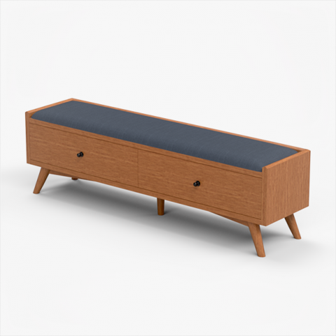 brewton bench mahogany navy upholstered Modelo 3D .c4d .max .obj .3ds .fbx .stl .blend