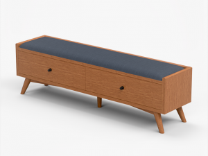 brewton bench mahogany navy upholstered 3Dモデル