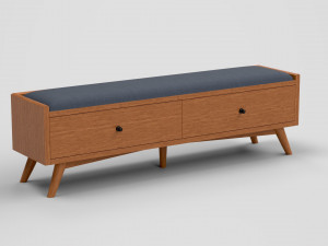 brewton bench mahogany navy upholstered Modelo 3D