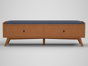 brewton bench mahogany navy upholstered Modelo 3D
