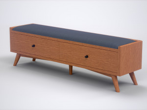 brewton bench mahogany navy upholstered Modelo 3D