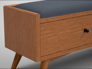 brewton bench mahogany navy upholstered Modelo 3D