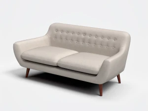 Getuftetes Maya-Sofa mit blauer Polsterung 3D Modell