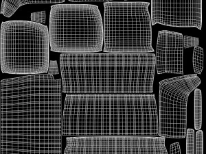 Getuftetes Maya-Sofa mit blauer Polsterung 3D Modell