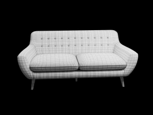 Getuftetes Maya-Sofa mit blauer Polsterung 3D Modell