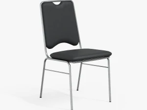 cadeira de jantar contratada em couro preto Modelo 3D